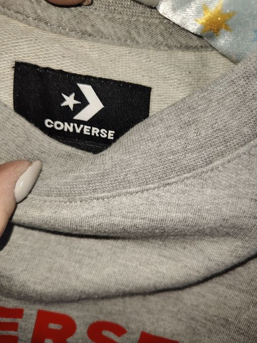 Markowa krótka bluza Converse All Star r S 36 szara rękaw 3/4