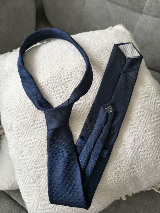 Krawat granatowy męski do koszuli do garnituru recman