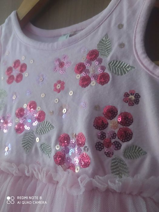 Дитяча святкова сукня, 1,5-2 роки. Рожева. Фатін.