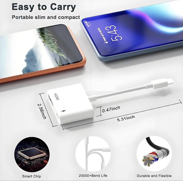 Адаптер Lightning–HDMI 1080P для iPhone/iPad на ТВ, монітор, проєктор
