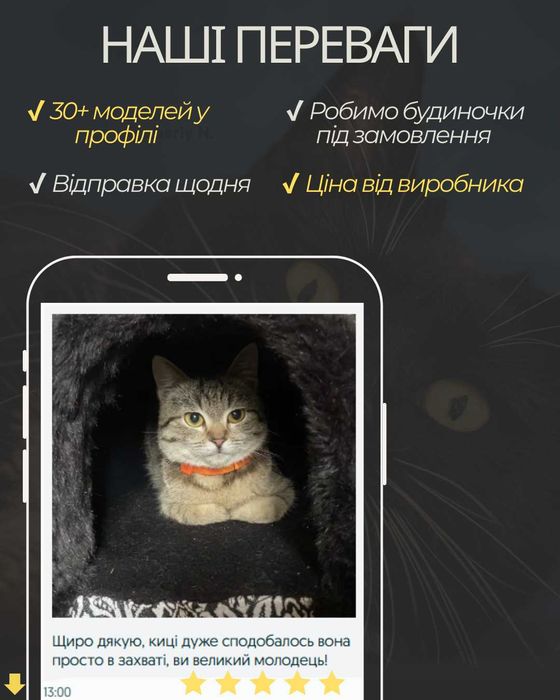 Розпродаж! Будиночки для котів з кігтеточкою та іграшкою.