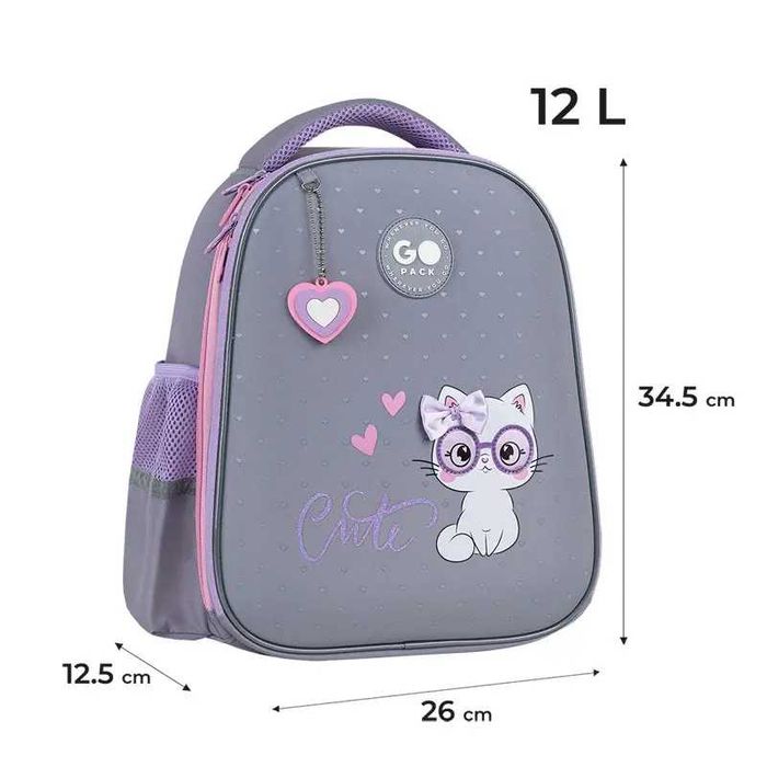 Рюкзак GoPack Education напівкаркасний Cute Cat + олівці Kite 18кол.