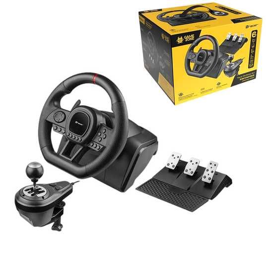 Руль игровой кермо ігрове Traker SimRacer 6в1 shifter 5+R 3 педалі