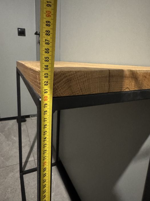 Konsola / stolik przyścienny LOFT – gruby blat dębowy, naturalne drewno