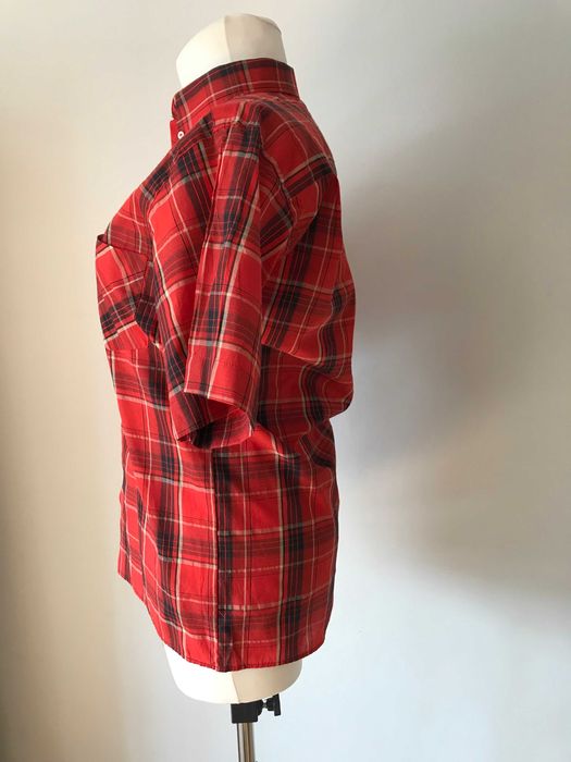 Koszula w kratkę czerwono czarno białą r. 44  vintage retro