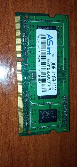 Оперативная память для ноутбука ASint DDR3 1Gb 1333MHz PC3-12800S