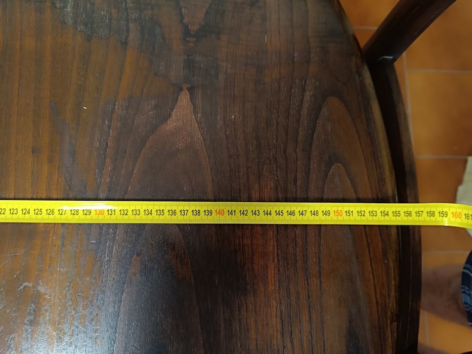 Mesa de Jantar Redonda Extensível em Madeira Maciça + 4 Cadeiras