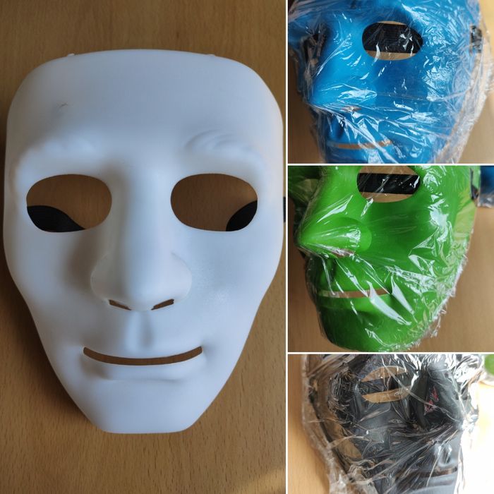 Маска нова обличчя людини Новая маска лицо человека белая черная синяя