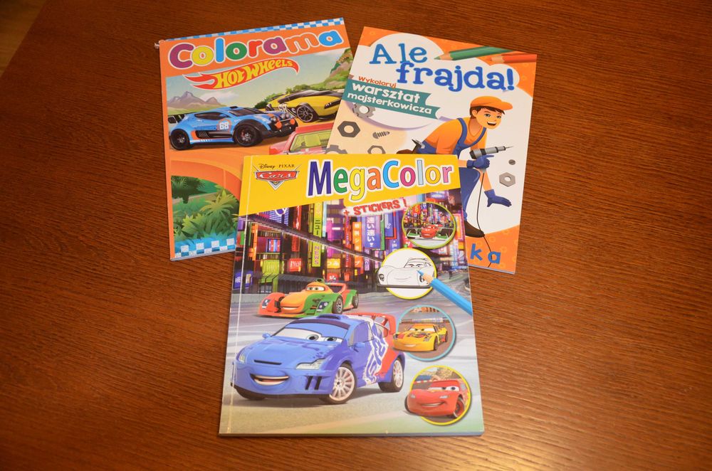 Zestaw kolorowanek auta, hot wheels + Fantastyczne gry logiczne Czuczu
