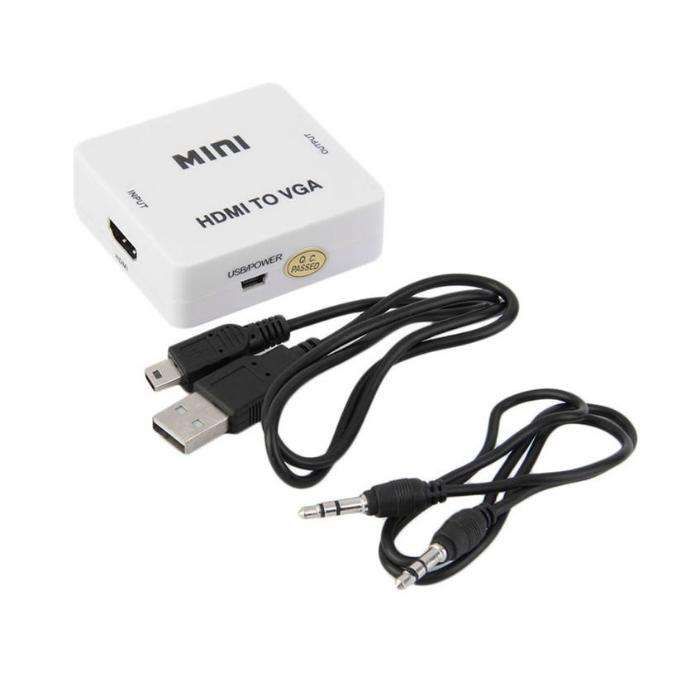 (NOVO) Conversor HDMI para VGA + Audio - Branco