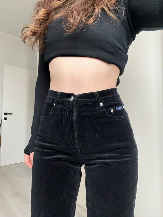 Джинсы высокая талия клеш 38 40 bootcut flared винтаж велюр с вышивкой