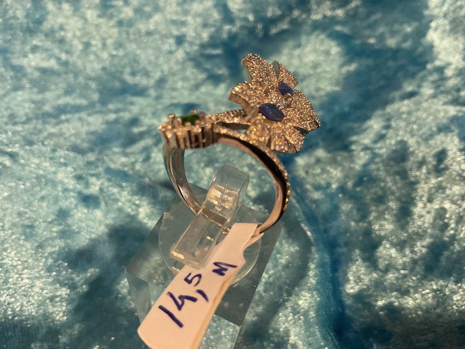 Anel prata banho de ouro t,14,5 m