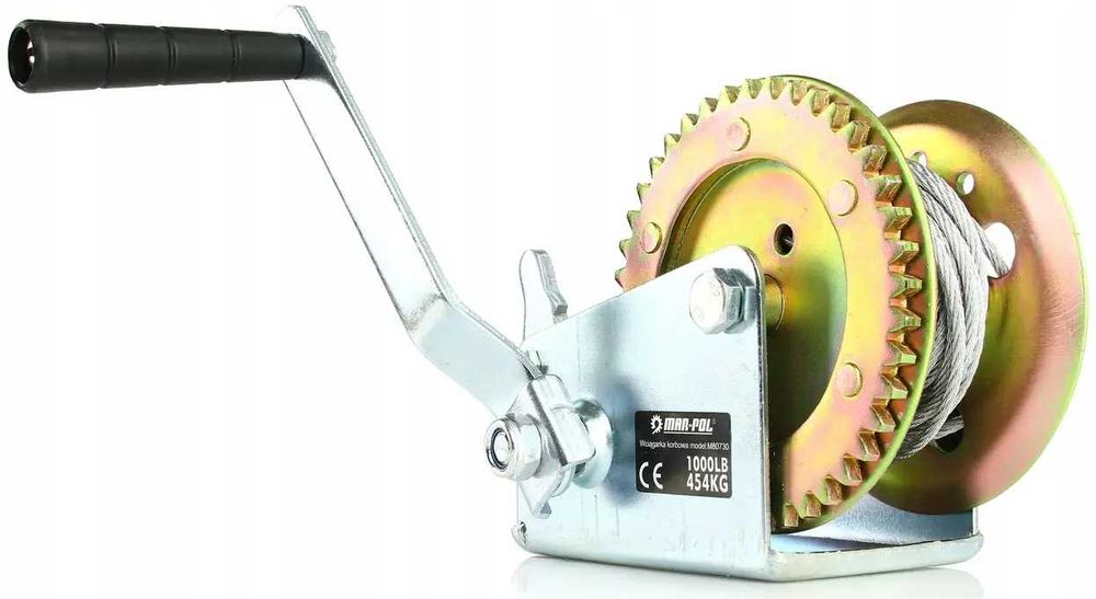 Барабанна лебідка ручна MAR-POL 454 кг / 10 м / діаметр тросу 4,5 мм