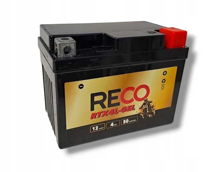 Akumulator motocyklowy Reco RTX4L-GEL ETX4L FTX4L YTX4L 4AH 50A 12V P+