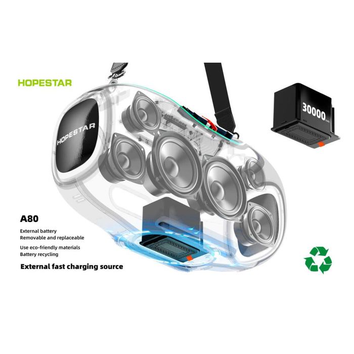 Колонка Hopestar A80 350W 30000mAh потужна Bluetooth RGB