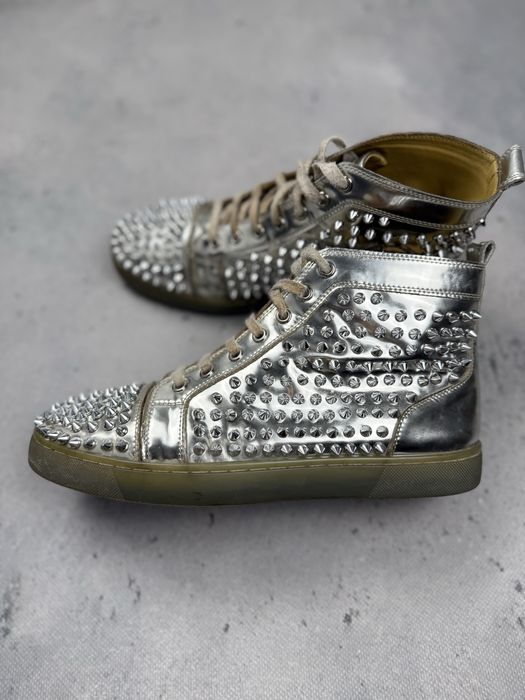 Buty Christian Louboutin Louis Flat Antispecchio Spike Silver Men's US 9 / EU 42
