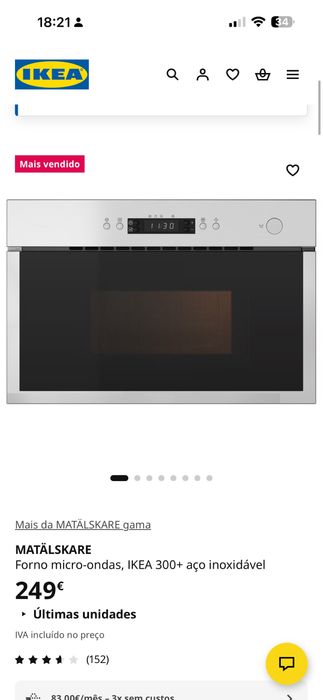 micro-ondas, IKEA 300+ aço inoxidável ( novo )