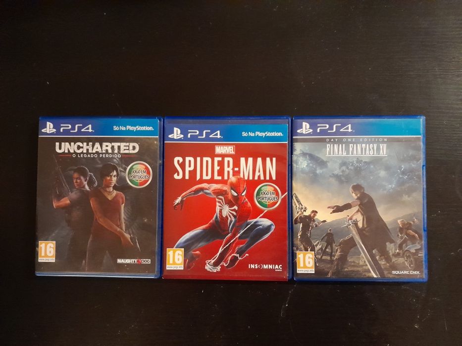 conjunto jogos ps4 (homem aranha, uncharted e final fantasy)