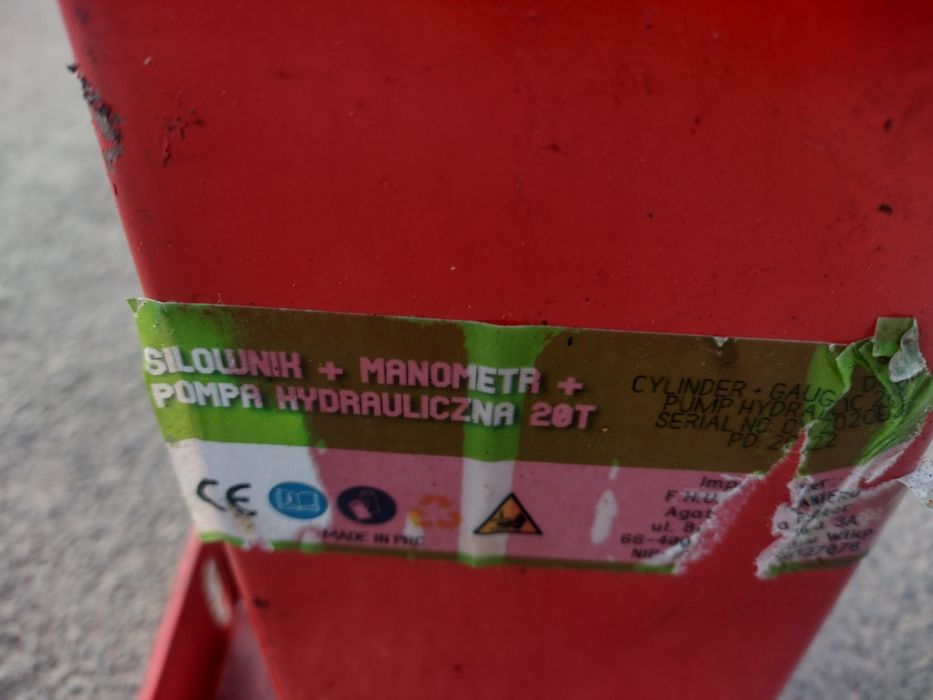 Siłownik Manometr Pompa Hydrauliczna 20 Ton