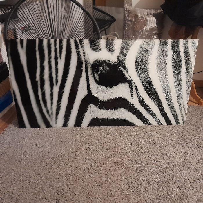 Quadro de vidro zebra preto e branco como novo da conforama