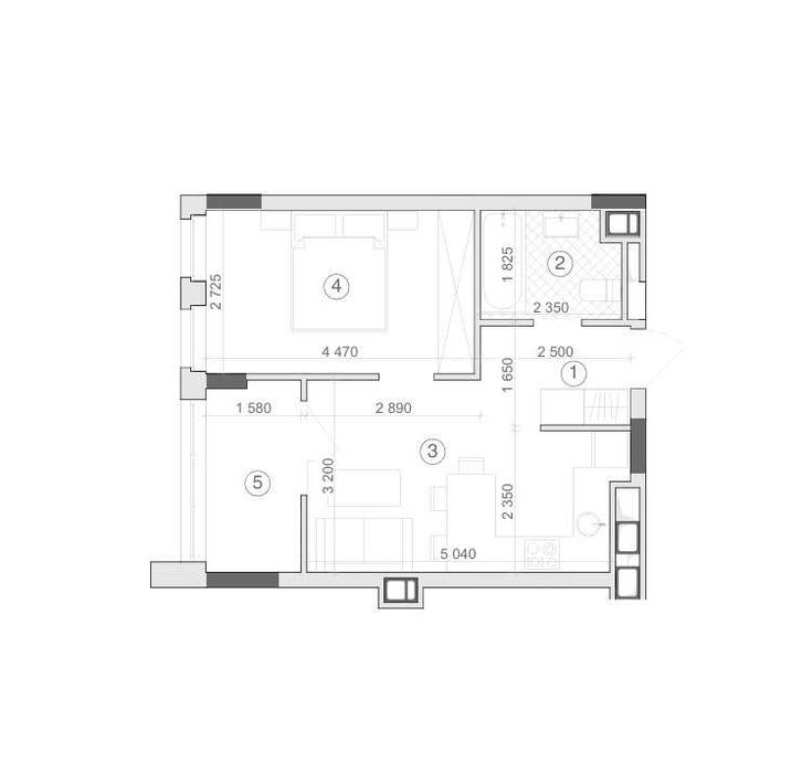 1-комнатная квартира по адресу (площадь 39,9 м²) - Atlanta.ua - фото 2