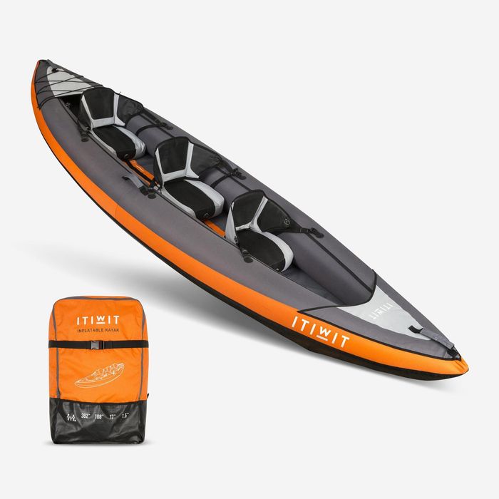KAYAK INSUFLÁVEL DE PASSEIO 2/3 LUGARES LARANJA