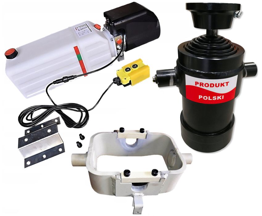 Zestaw Hydrauliczny Siłownik skok 1000 kołyska agregat 12V KPL [7219]