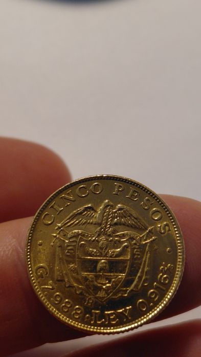 Moeda Ouro  5 Pesos Colombia 1923