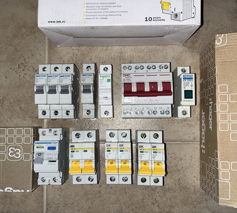 Автомати остатки, УЗО CD-264J, Hager, Schneider Resi 9, IEK BA47-29