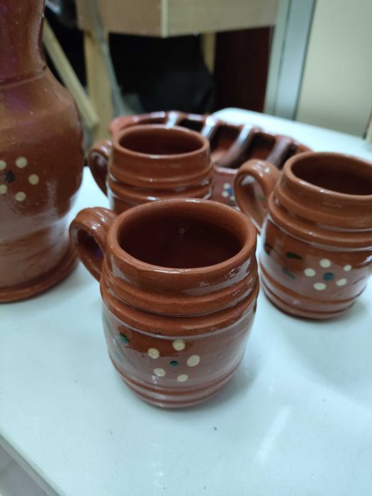 Conjunto de peças barro vidrado 5 peças