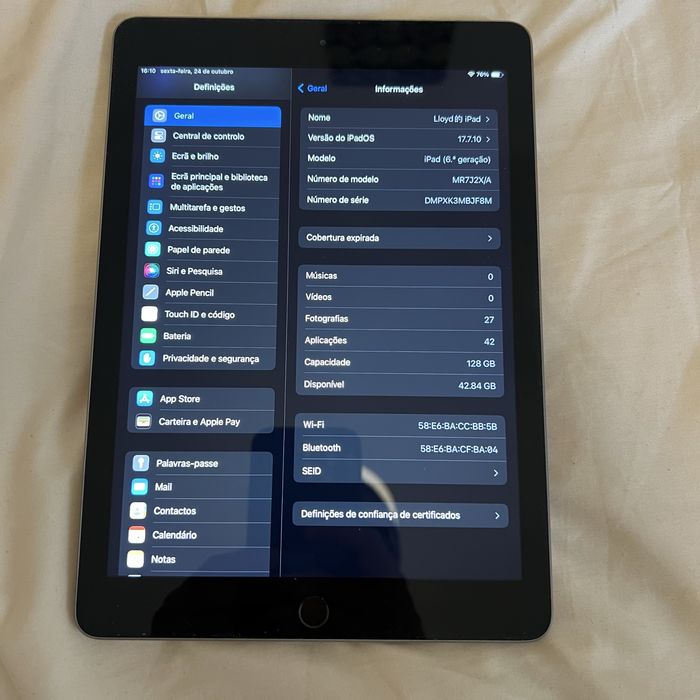 Apple iPad 6 (6ª geração) 128GB Wi-Fi em perfeito estado