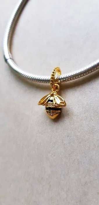 Charms zawieszka srebro925 gold pszczoła, królowa pszczół •