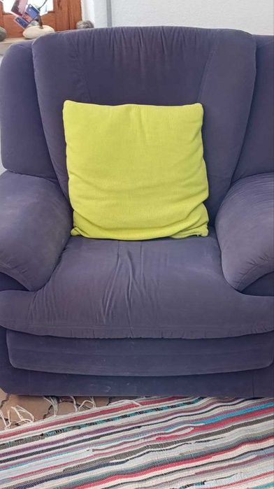 Conjunto de 3 Sofás em veludo, com sofá-cama