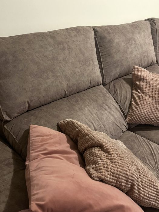 Sofá de canto - beige / castanho