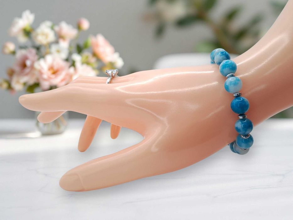 Bransoletka z larimaru i hematytu, LARIMAR, HEMATYT #2559