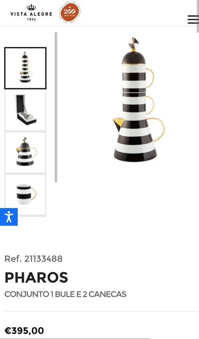 Bule e canecas de porcelana art deco PHAROS da Vista Alegre