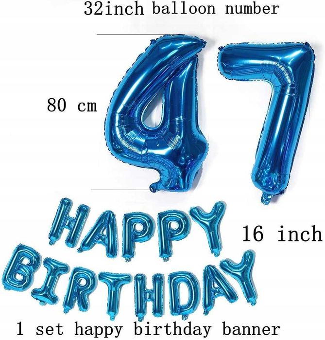 Zestaw Urodzinowy Balony 47 4 7 Urodziny Niebieski Baner 26szt