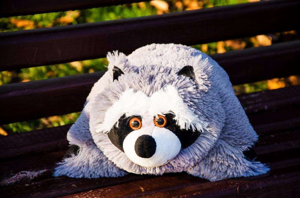 Плюшева подушка трансформер єнот.