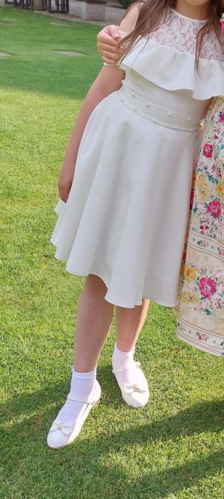Elegancka  biała sukienka hiszpanka/ pokomunijna 146/152