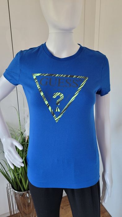 T-shirt damski kobaltowy chabrowy Guess XS/S