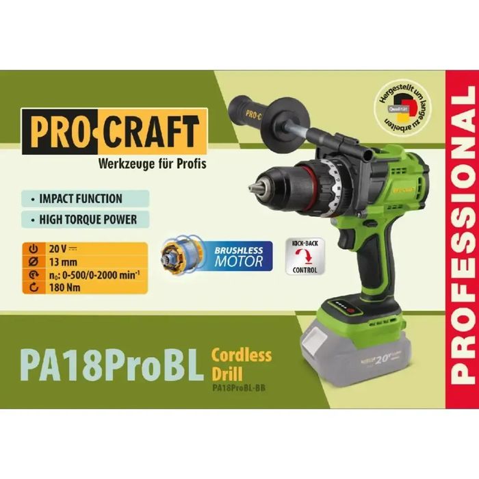 Шуруповерт акумуляторний ударний ProCraft PA18ProBL (без АКБ і ЗП)