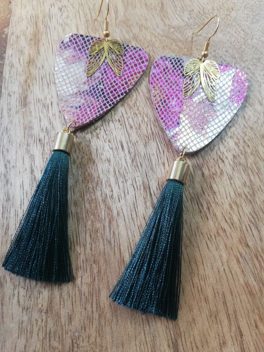 Kolczyki z włoskiej skóry ręcznie wycinane boho