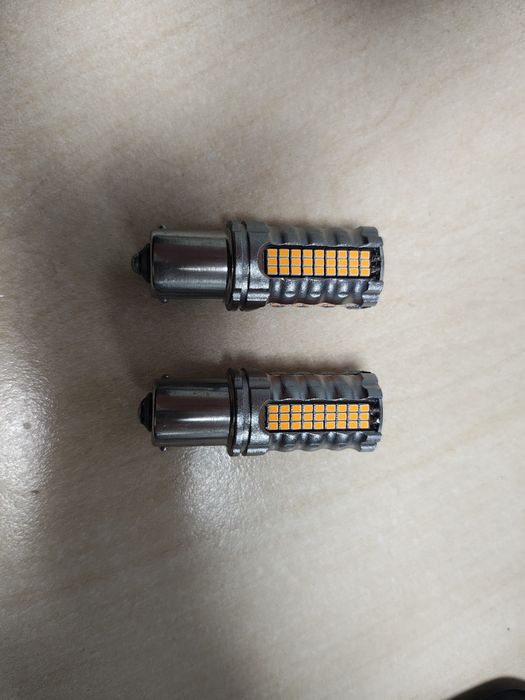 LED лампа PY21W BAU15S 1156 жовта 180° 22W 12-24V з обманкою CANBUS