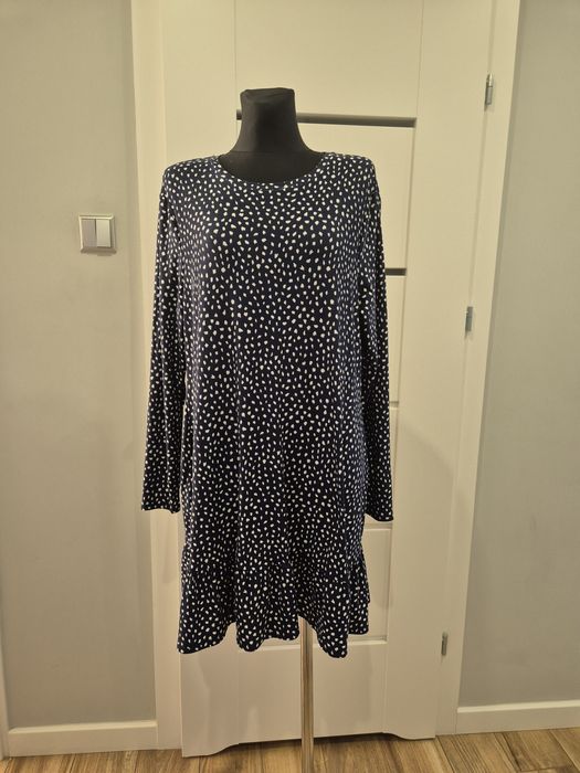 Sukienka PRIMARK L-XL grafitowa w białe wzory