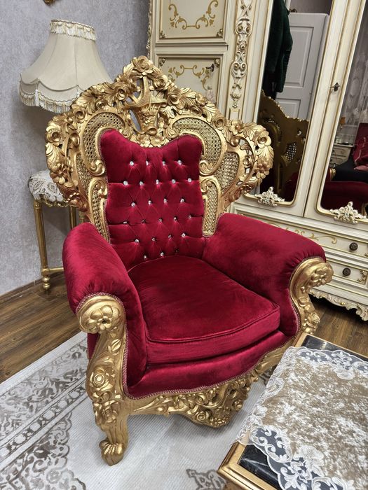 Komplet 2 foteli tronowych w stylu barokowym – królewskie fotele glamour