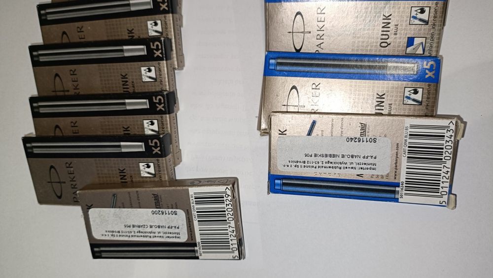 Naboje do pióra wiecznego, Wkłady do Piór