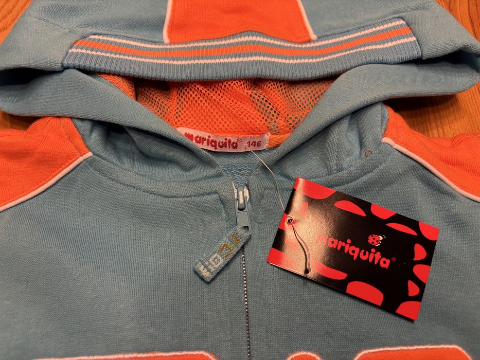Kamizelka chłopięca 146 cm z kapturem na zamek bawełna Mariquita nowa
