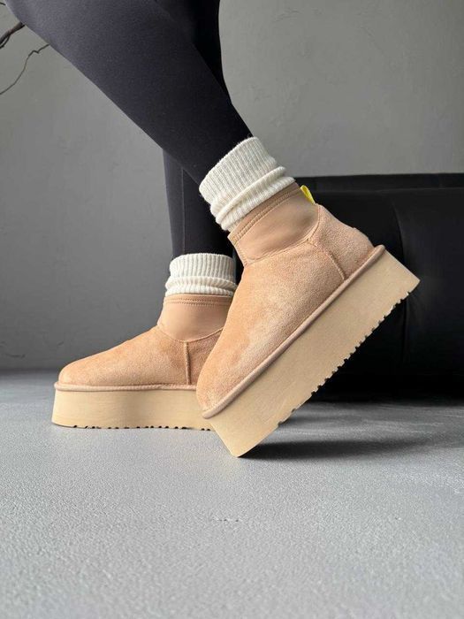 Уггі UGG Dipper Mini Sand premium натуральні замша і хутро