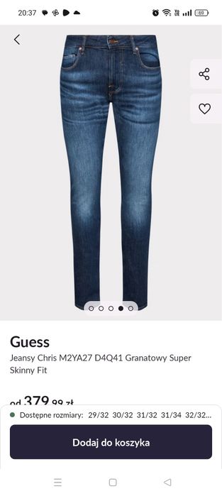 Spodnie męskie guess roz 36