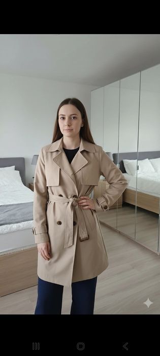 Beżowy Trencz płaszcz elegancki lekki jesienny marki shein 2xl